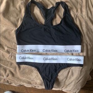 Calvin Klein thong and sports bra set